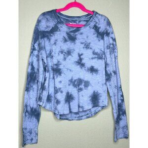 Zella Girls Medium LS Crewneck Garment Dye Studio Blue Insignia Tie Dye T-Shirt